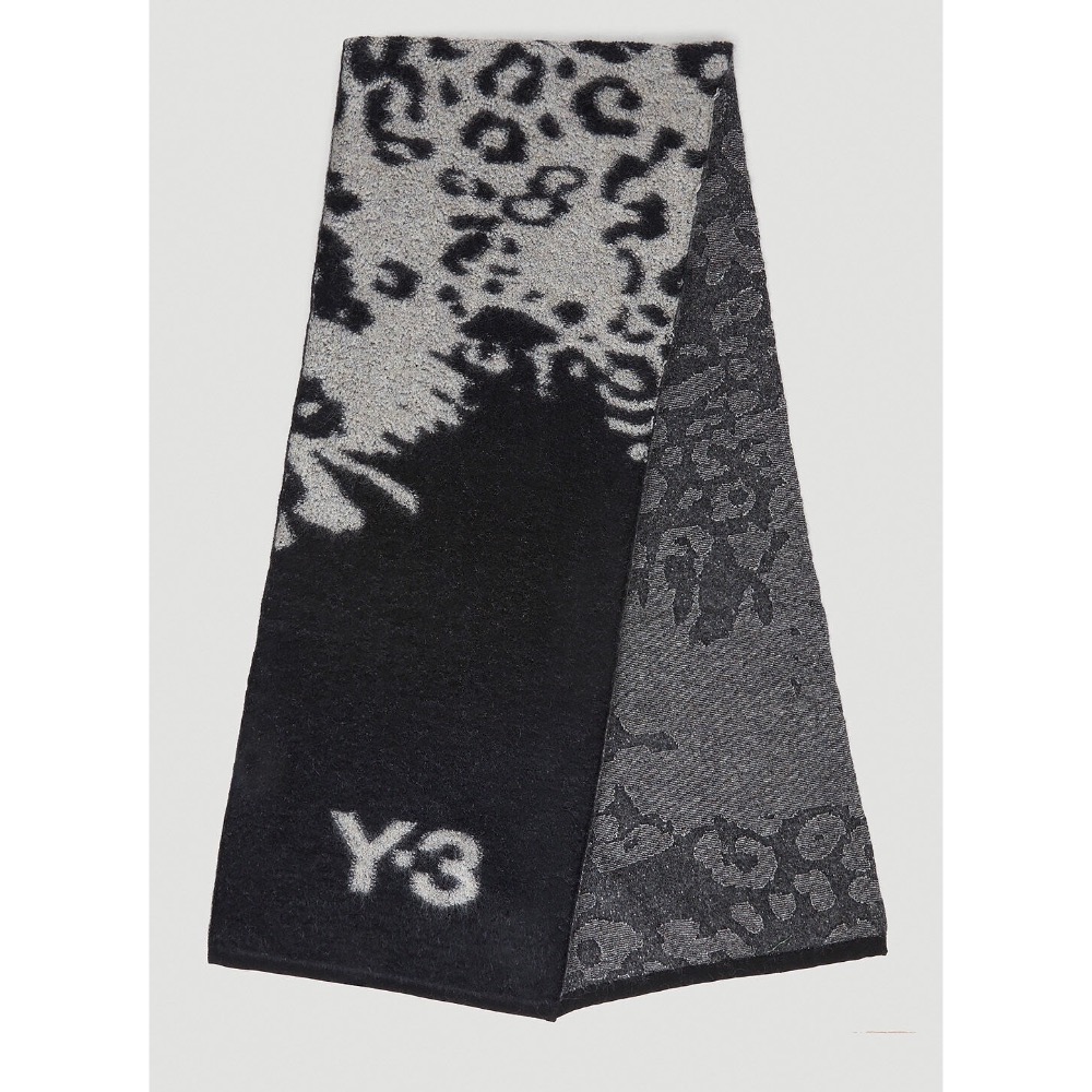 (實拍) 👠 Y3 (Y-3) 💛 絕版精品！黑色！手洗、冷洗羊毛！羅馬尼亞製！絢麗花豹 🖤 圍巾、披肩！-細節圖5