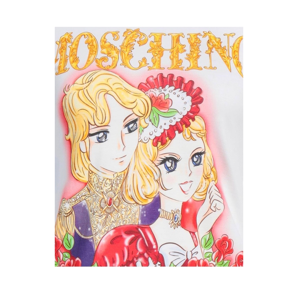 (實拍) 👠 顏質擔當 👱🏻‍♀️ MOSCHINO 🐻 傳奇精品！白色！本宮！凡爾賽玫瑰！歐斯嘉 & 瑪麗皇后 > 短袖！-細節圖6