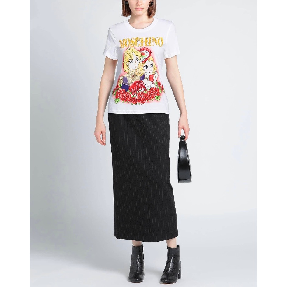 (實拍) 👠 顏質擔當 👱🏻‍♀️ MOSCHINO 🐻 傳奇精品！白色！本宮！凡爾賽玫瑰！歐斯嘉 & 瑪麗皇后 > 短袖！-細節圖7