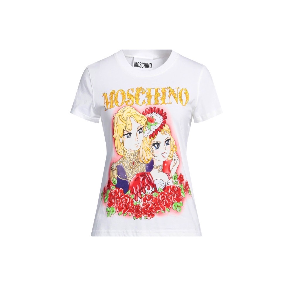 (實拍) 👠 顏質擔當 👱🏻‍♀️ MOSCHINO 🐻 傳奇精品！白色！本宮！凡爾賽玫瑰！歐斯嘉 & 瑪麗皇后 > 短袖！-細節圖4