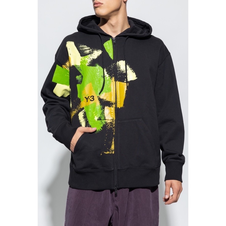 唯ㄧ現貨 💖 Y3 (Y-3) 💛 衝評價❗️絕版精品！黑色！筆觸！琥珀 > 刺繡、連帽、長袖、外套、夾克、衛衣、帽T！-細節圖7