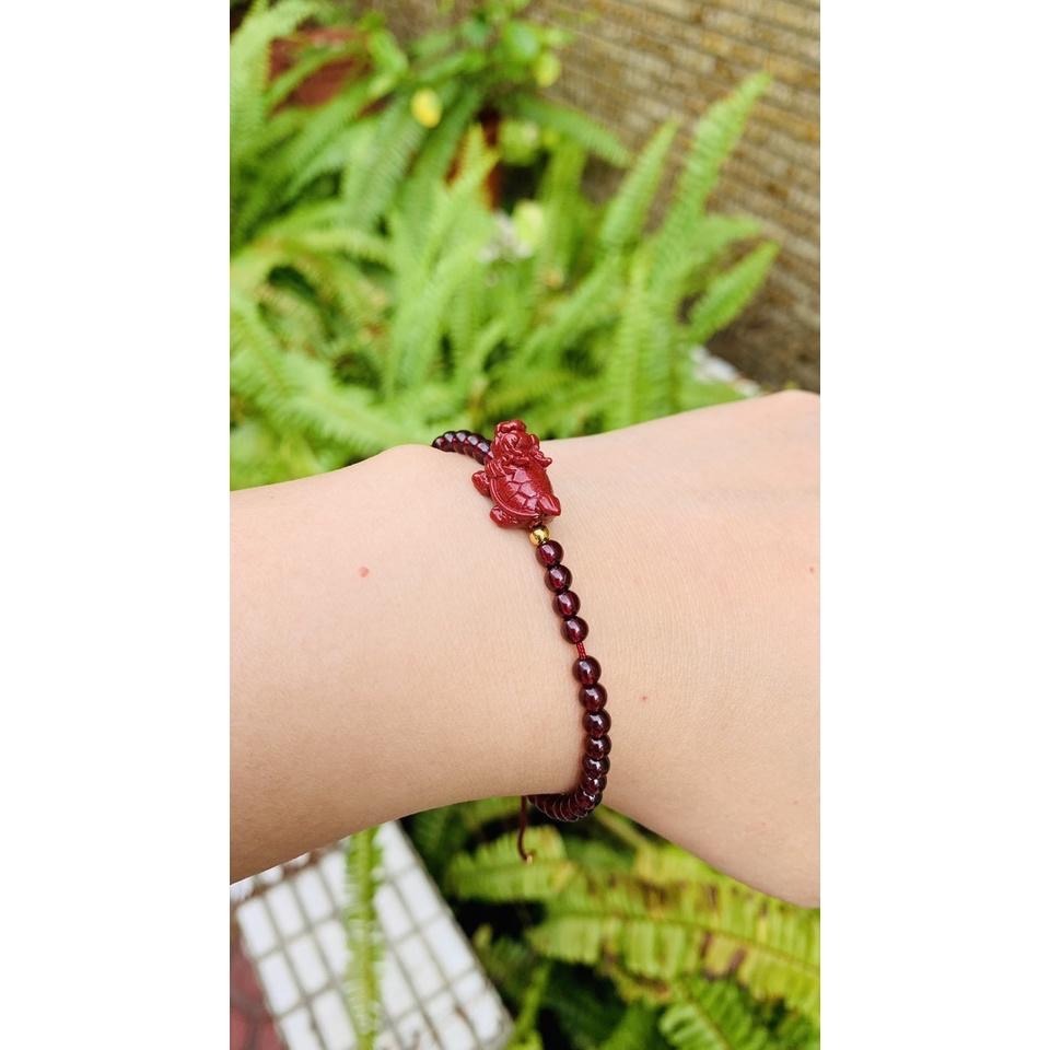 kookoo飾品 ✡ 貔貅手鍊 招財龜手鍊 硃砂貔貅金龜石榴石手鍊 貔貅 貔貅手環 招財 開運 轉運-細節圖3