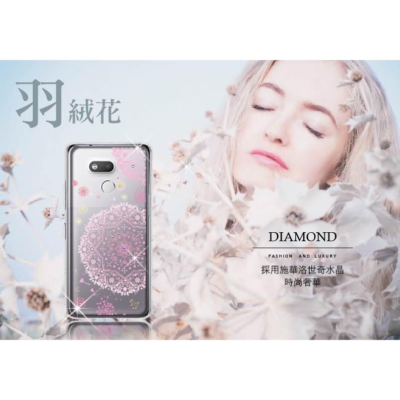 HTC Desire 12s 施華洛世奇水晶 彩繪空壓殼 軟殼 -【羽絨花】-細節圖2