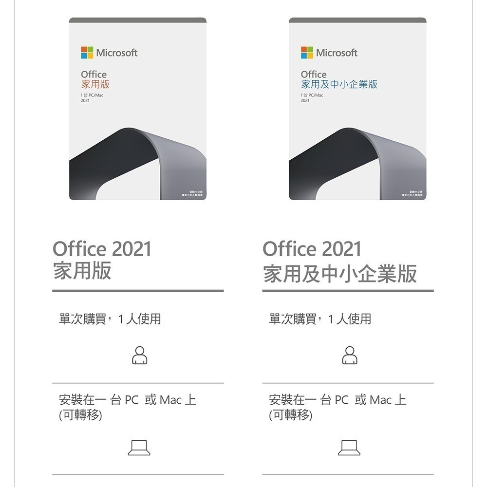 ㊣最高現折1千㊣  Office 2021 家用及中小企業版 中文彩盒版(庫存售完不補)~免運、可刷卡-細節圖2