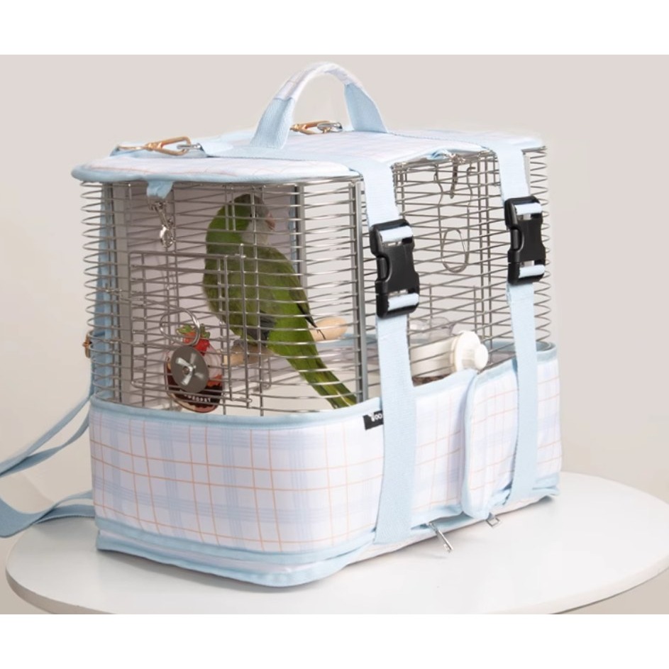 [蹦蹦鳥-台灣現貨] 優嗖 楓林籠 304不銹鋼外出籠 橫絲 大空間 手提籠鳥籠運輸籠 耐摔 (店到店限一個)-細節圖9