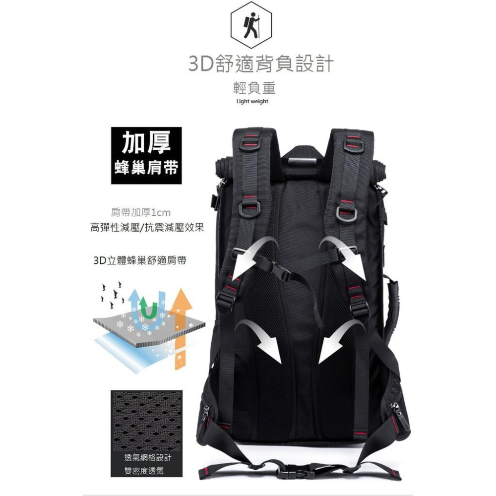 【Bearer】多口袋多功能大容量登山包 旅遊 防災包 40L 50L 多色任選 PP-05-細節圖4
