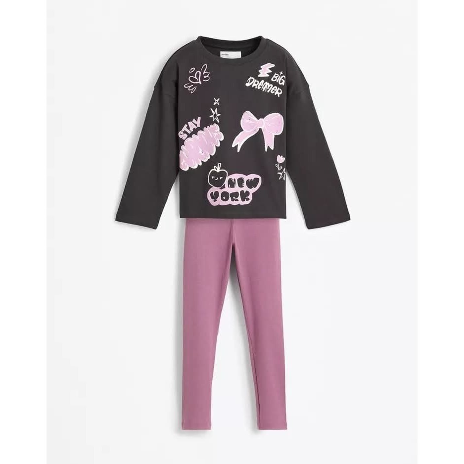 《西班牙代購》 Lefties 女童5件套羅紋 T-shirt和緊身褲套裝(9-10)-細節圖3