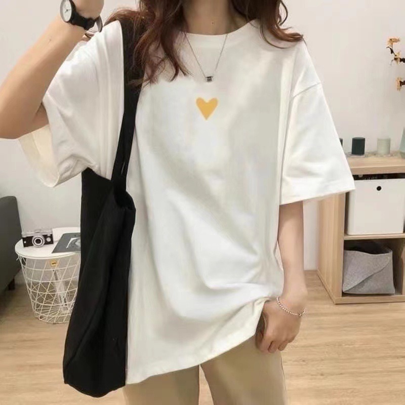 胖MM大碼純棉愛心刺繡短袖T恤-規格圖1