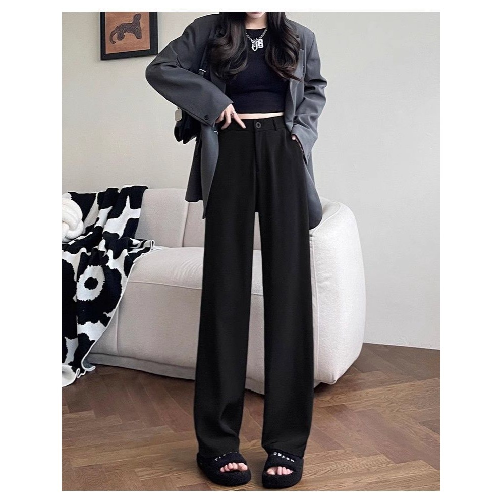 韓系休閒西裝闊腿褲-規格圖1