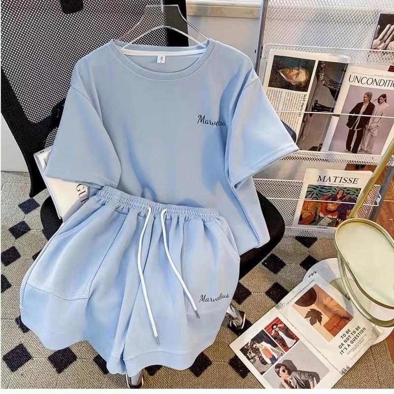 夏季大碼短袖T恤+短褲運動套裝-規格圖1