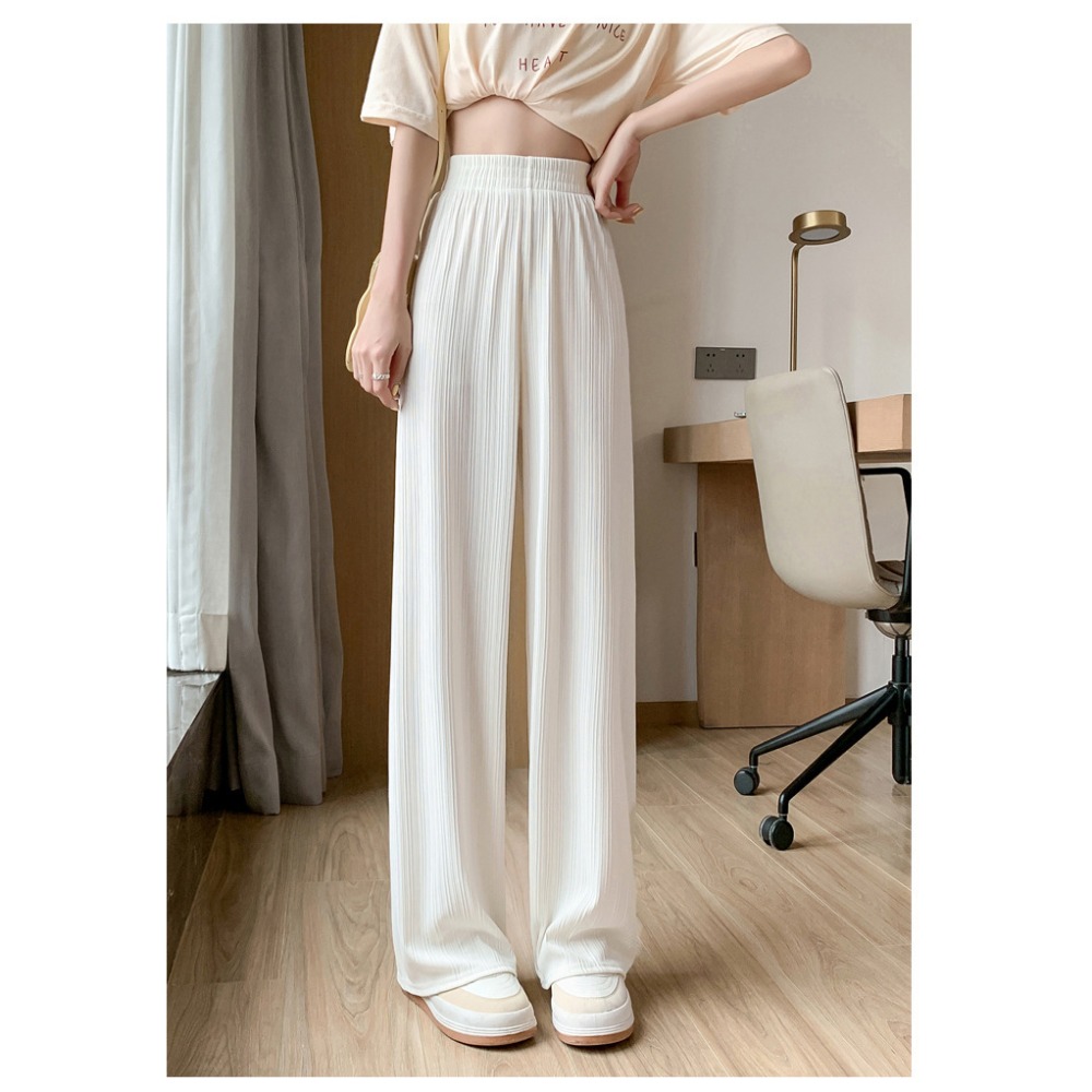 夏季大碼冰絲高腰垂感闊腿褲-規格圖1