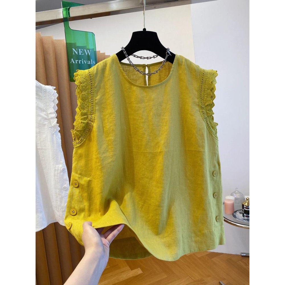 胖MM特大碼蕾絲飛飛袖背心-規格圖1