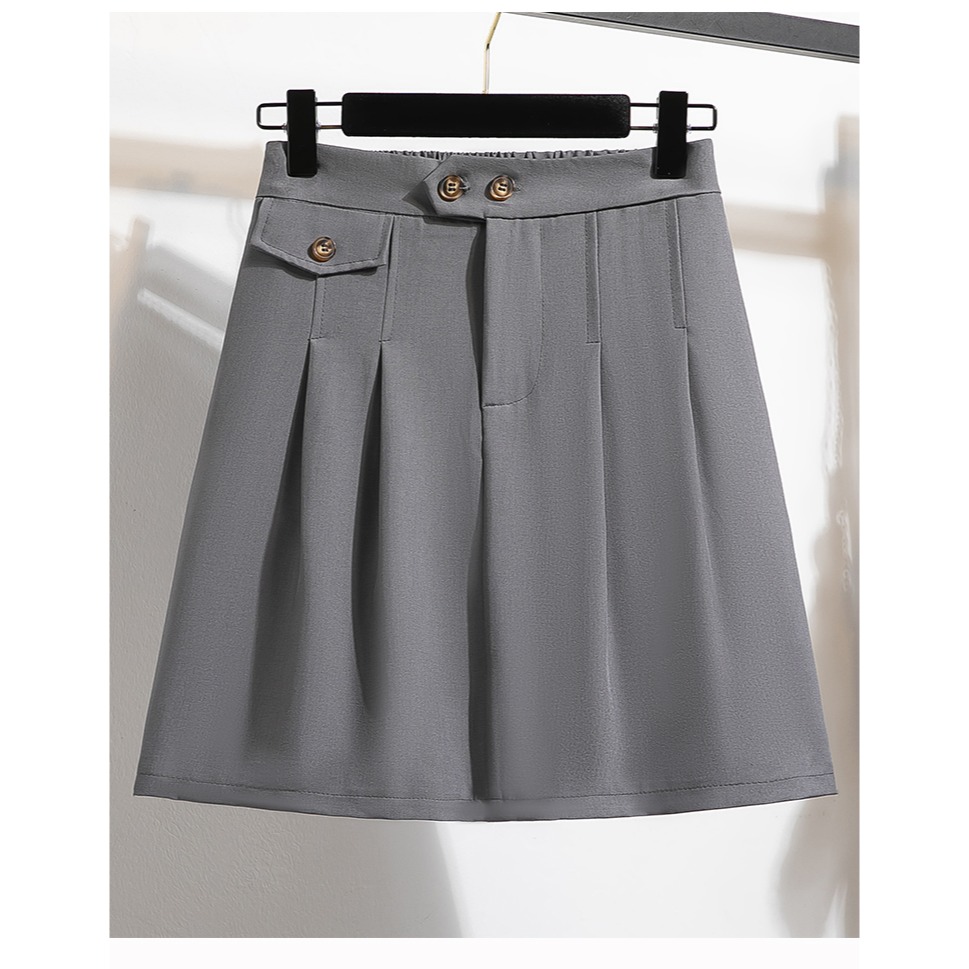夏季大碼簡約百搭西裝百褶裙-規格圖2