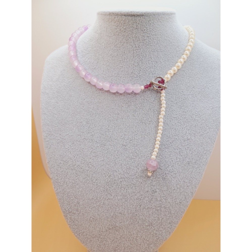 ⚜️儀華甄品⚜️A2簡約輕奢~Y字鍊 水晶珍珠琉璃項鍊 可美背項鍊-細節圖6