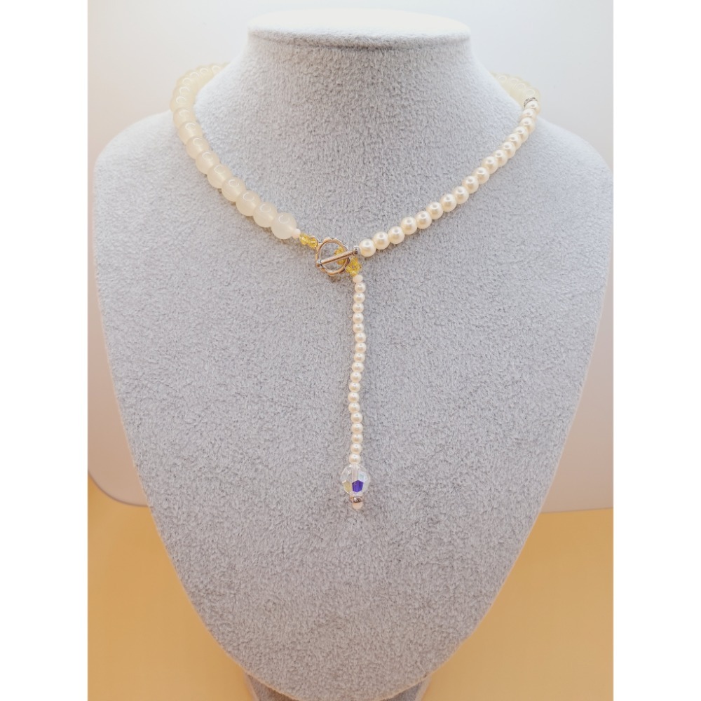 ⚜️儀華甄品⚜️A2簡約輕奢~Y字鍊 水晶珍珠琉璃項鍊 可美背項鍊-細節圖8