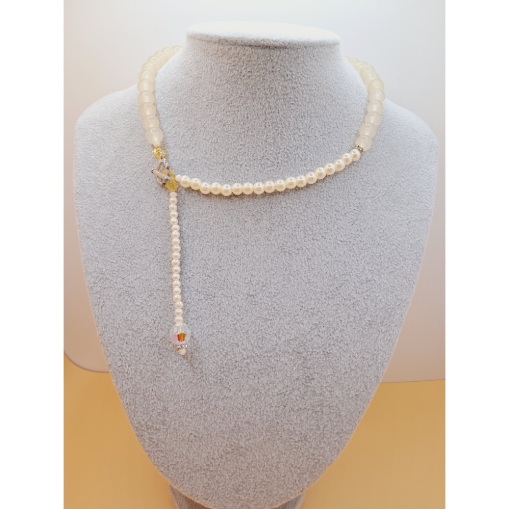 ⚜️儀華甄品⚜️A2簡約輕奢~Y字鍊 水晶珍珠琉璃項鍊 可美背項鍊-細節圖9