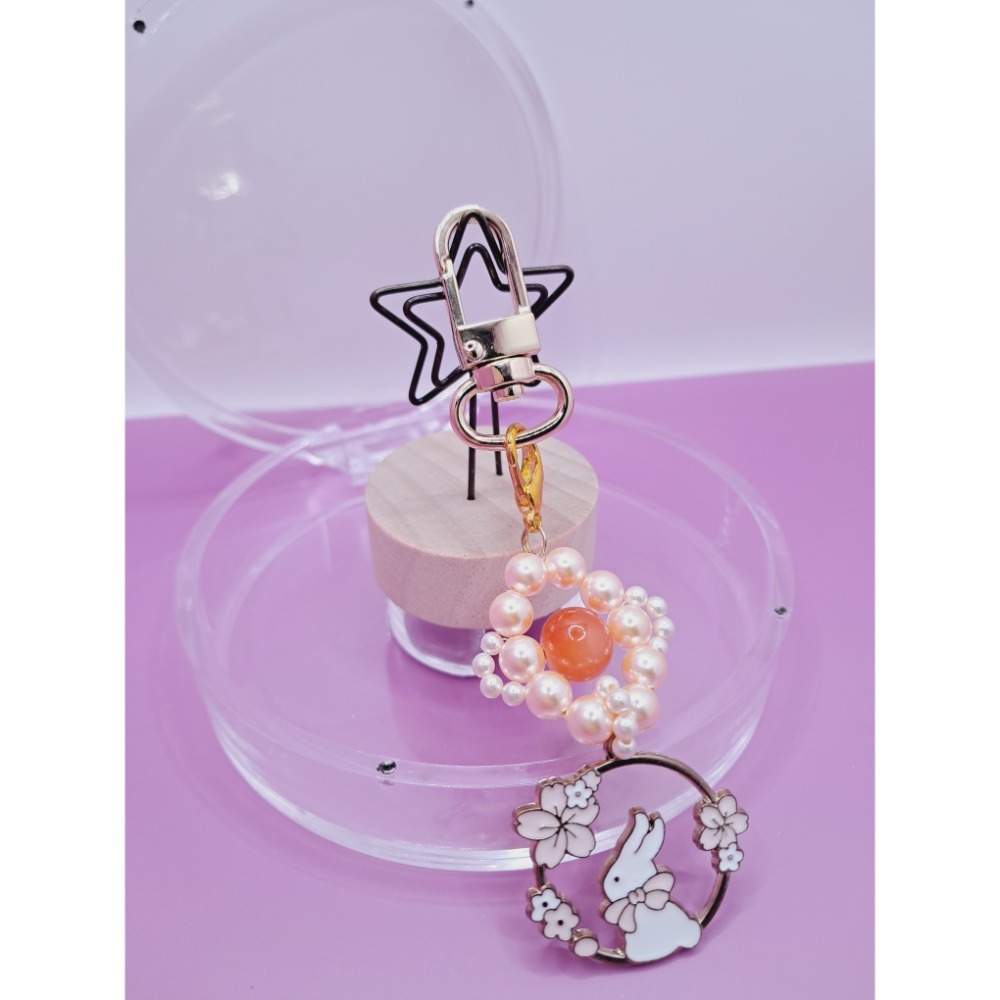 ⚜️儀華甄品⚜️Ch8.櫻花兔~天然水晶珠水晶珠造型吊飾 包包吊飾-規格圖3