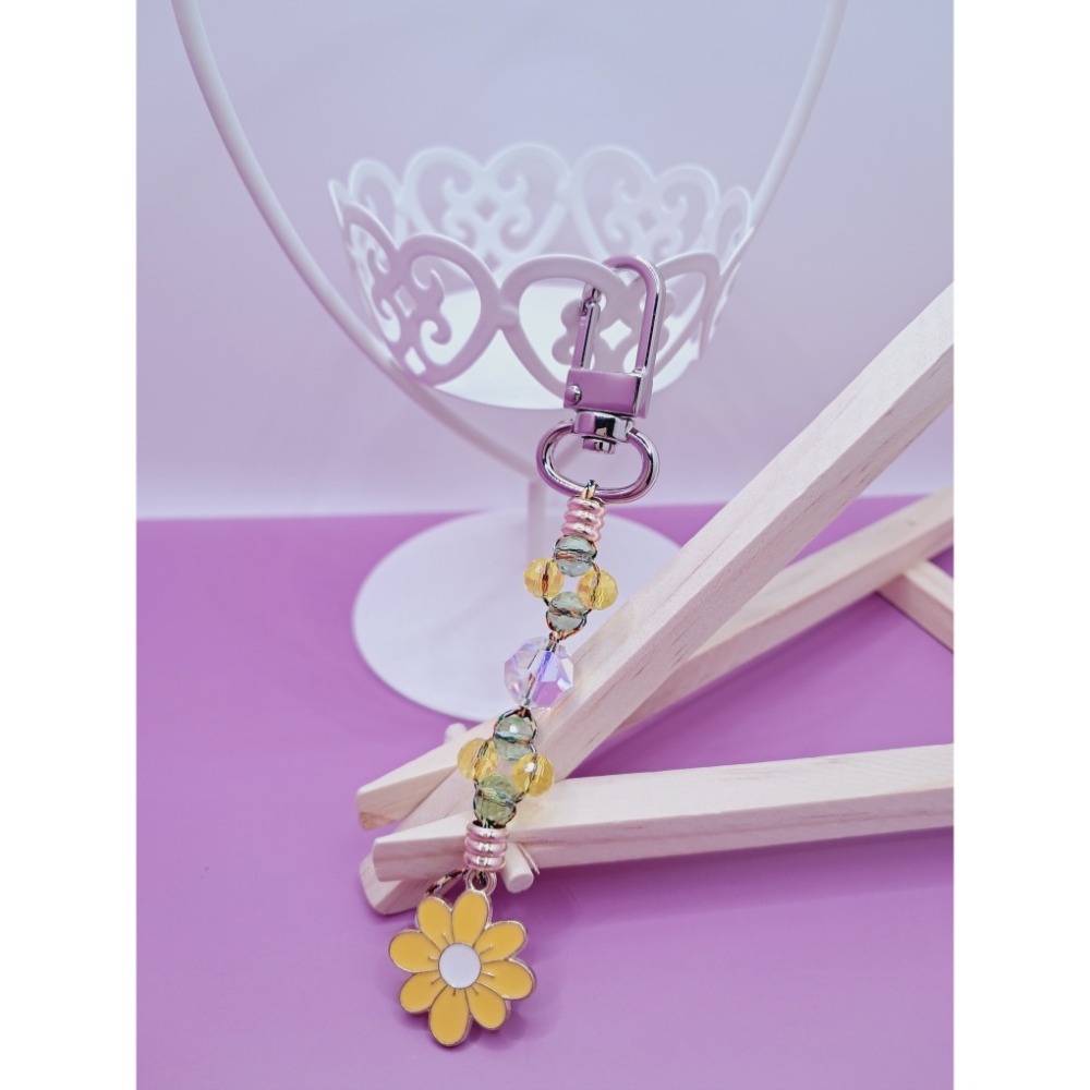 ⚜️儀華甄品⚜️Ch10.小雛菊~奧地利水晶珠切面白水晶珠吊飾 包包吊飾-細節圖2