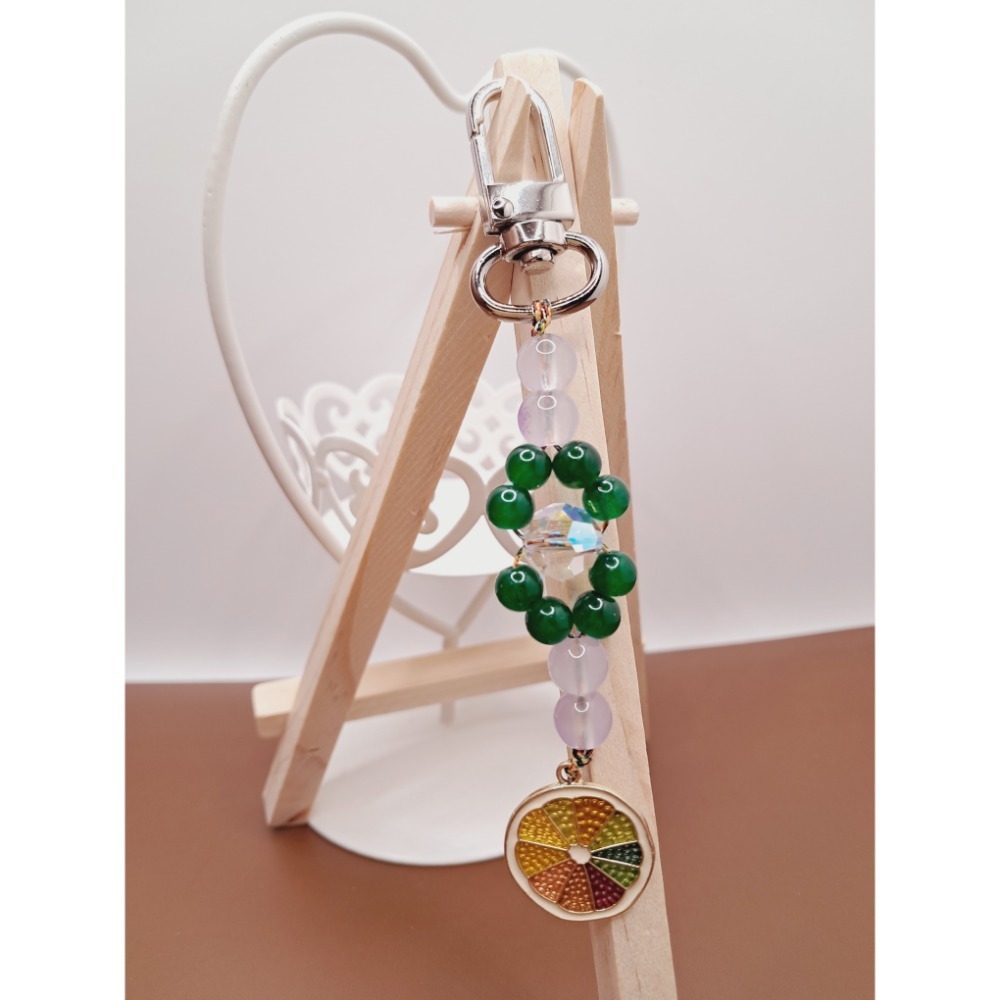 ⚜️儀華甄品⚜️Ch11.檸檬片~奧地利水晶珠琉璃珠五色線造型吊飾 包包吊飾-細節圖3