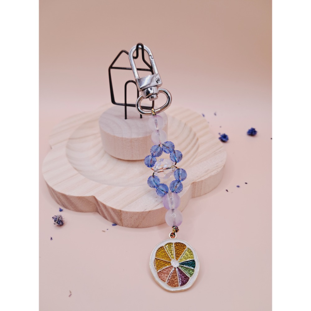 ⚜️儀華甄品⚜️Ch12.檸檬片~奧地利水晶珠琉璃珠五色線造型吊飾 包包吊飾-規格圖3