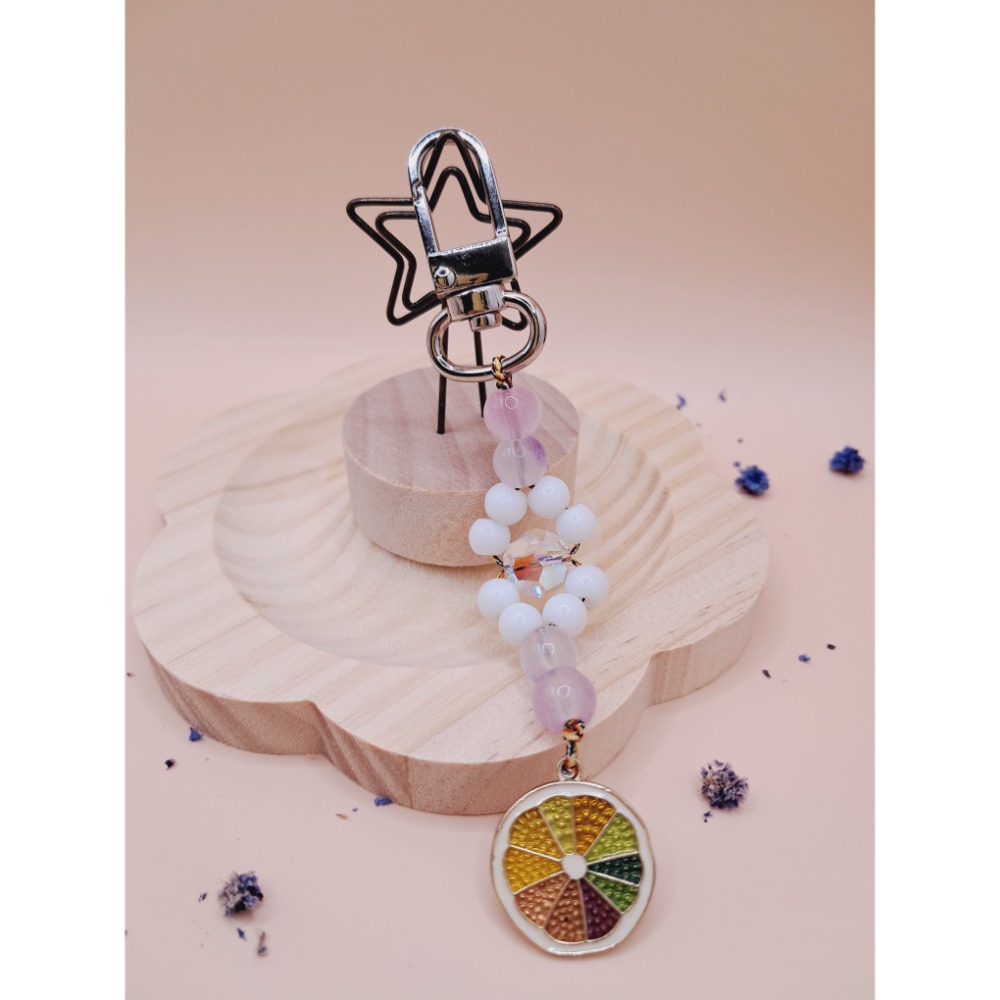 ⚜️儀華甄品⚜️Ch12.檸檬片~奧地利水晶珠琉璃珠五色線造型吊飾 包包吊飾-規格圖3