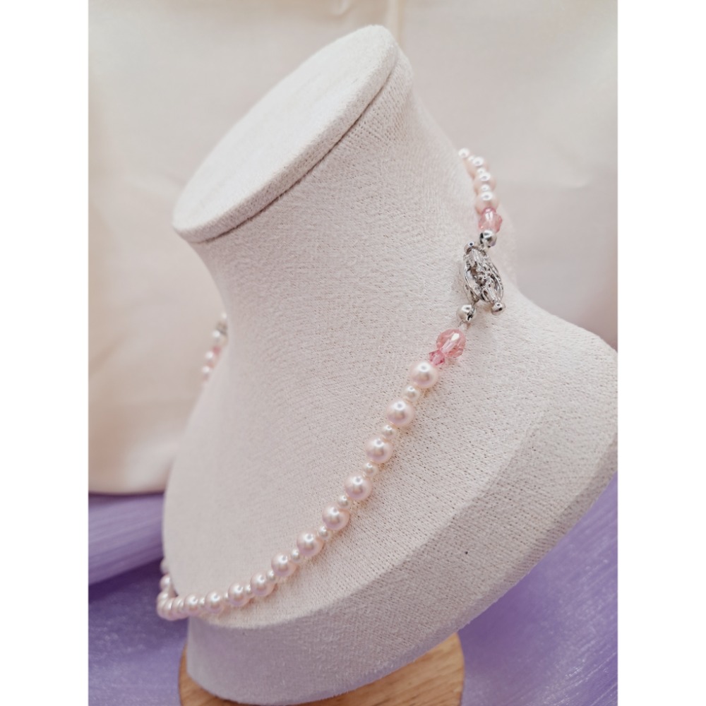 ⚜️儀華甄品⚜️AA12綠葉紅梅~奧地利水晶珍珠鋯石墜鎖骨鍊 短版項鍊-細節圖5