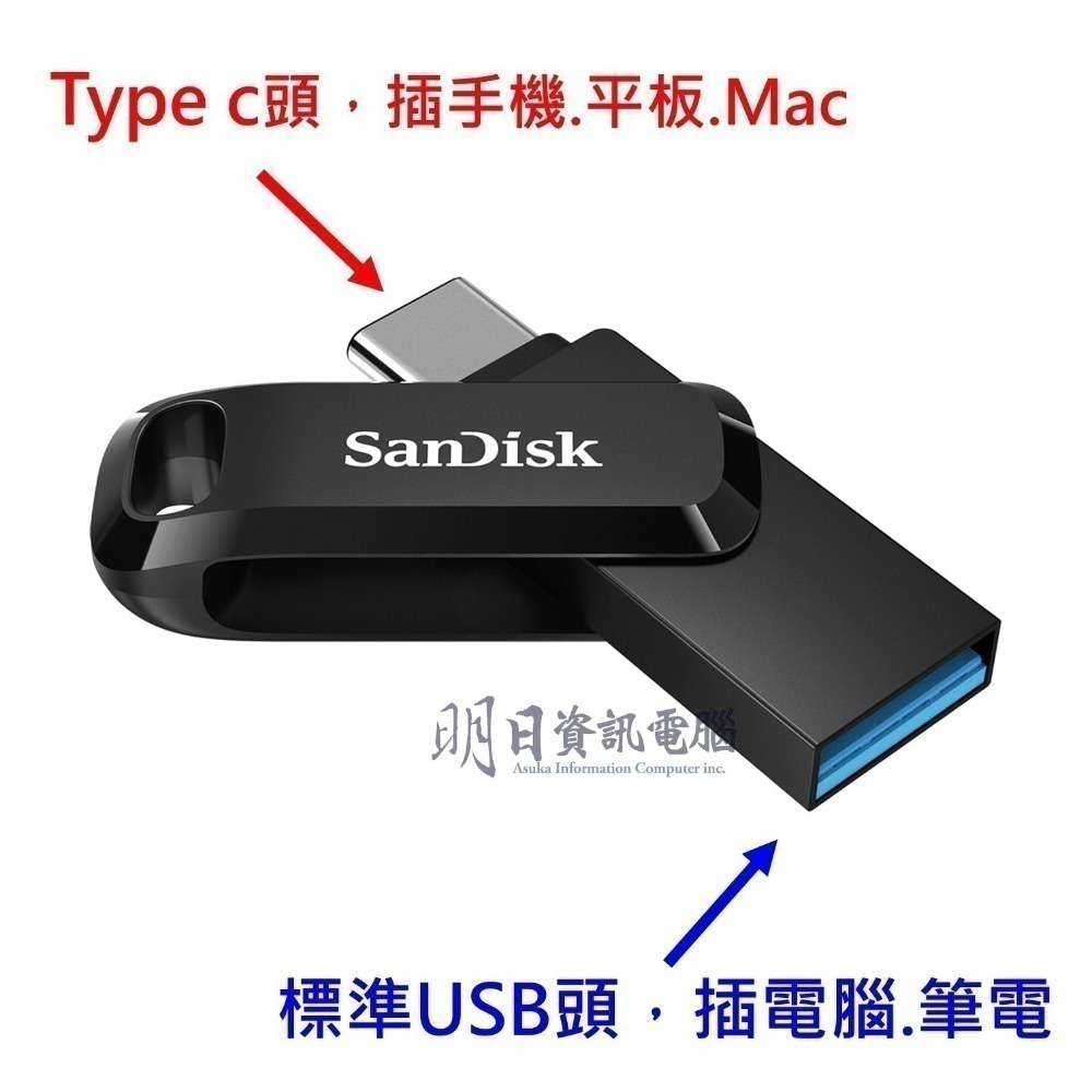 附發票 SanDisk TypeC USB3.2 OTG 雙用隨身碟 SDDDC3  64G 128G 256G C+A-細節圖2