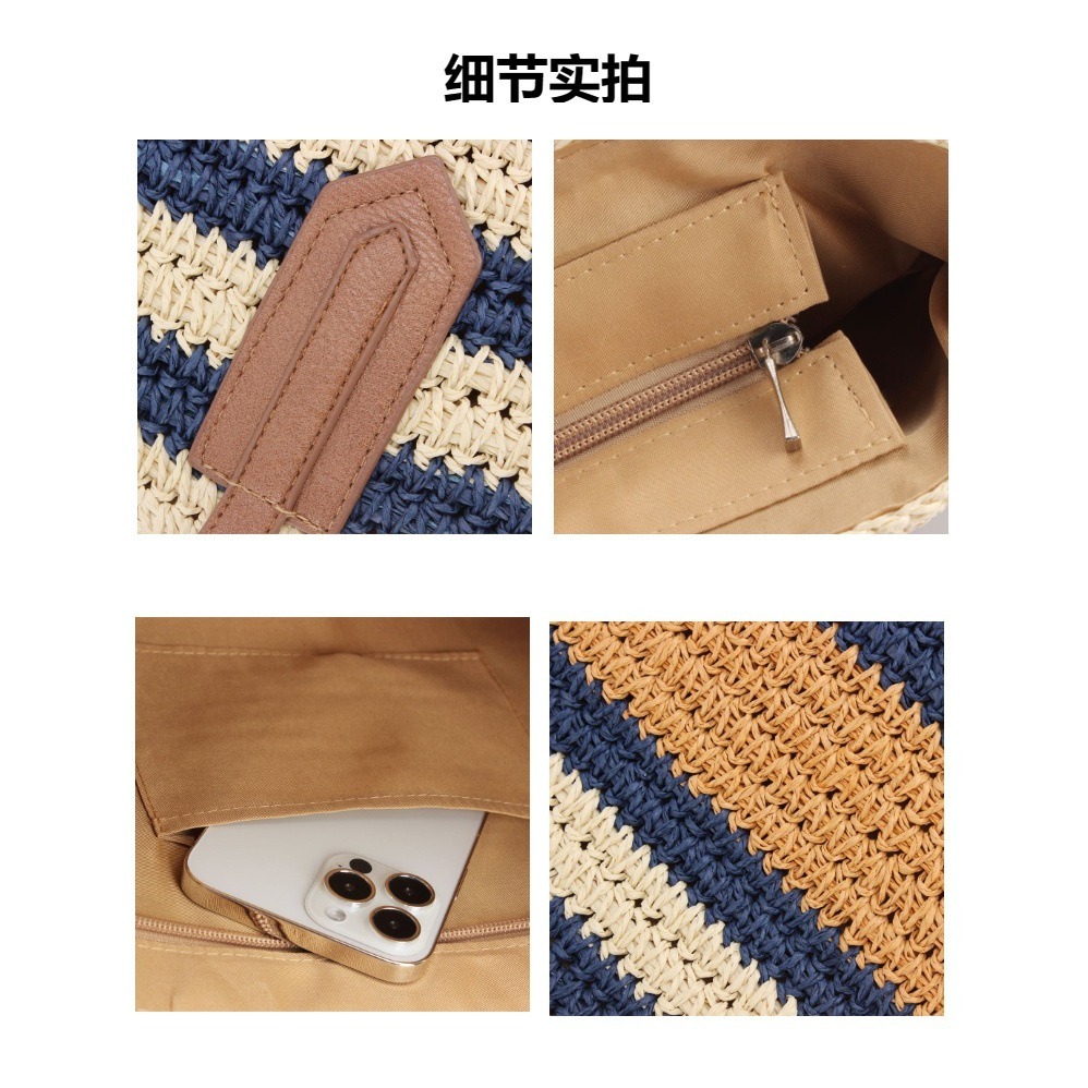 現貨現出 夏日草編包 編織包 條紋包 chill渡假風 逛街 網美拍照-細節圖5
