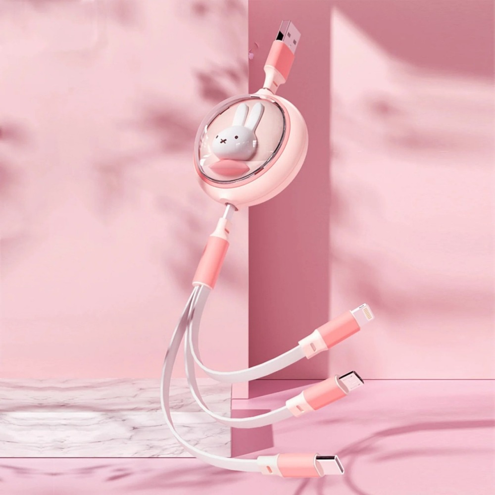 【MIPOWｘMiffy】米菲兔 三合一伸縮充電線（1.2M）CC04-細節圖2
