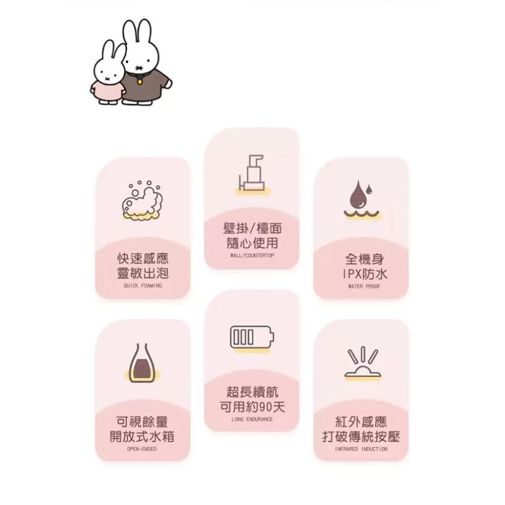 【MIPOWｘMiffy】米菲兔 感應式洗手液泡泡機 400ml 洗手機 紅外線自動感應泡沫給皂機 MHS01-細節圖5