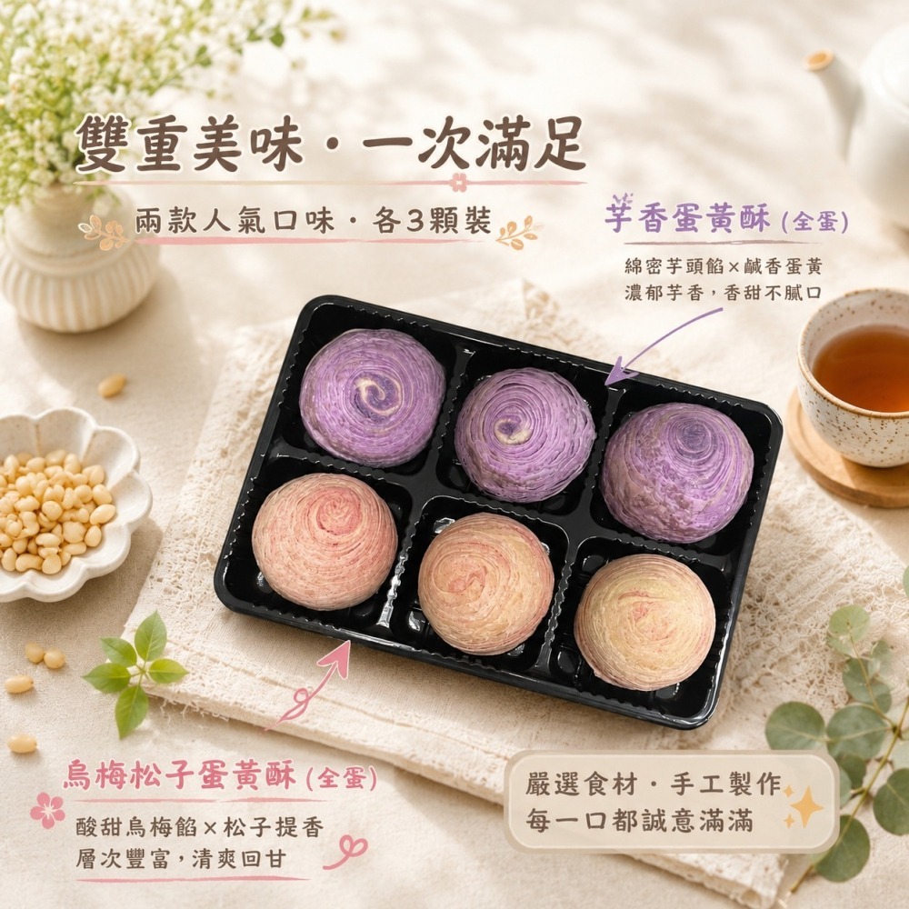 芋頭烏梅松子蛋黃酥系列（6入/盒）-細節圖4