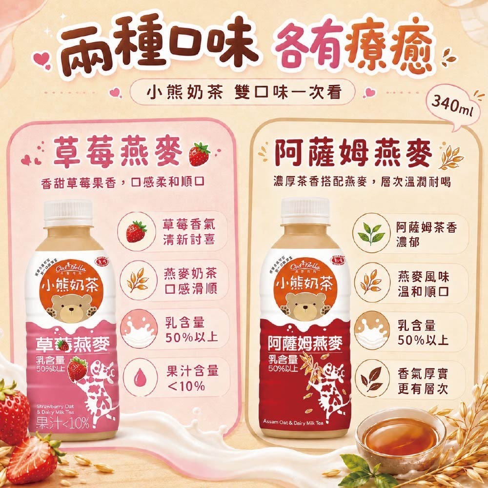 OatBella燕麥貝兒 小熊奶茶雙口味-細節圖2