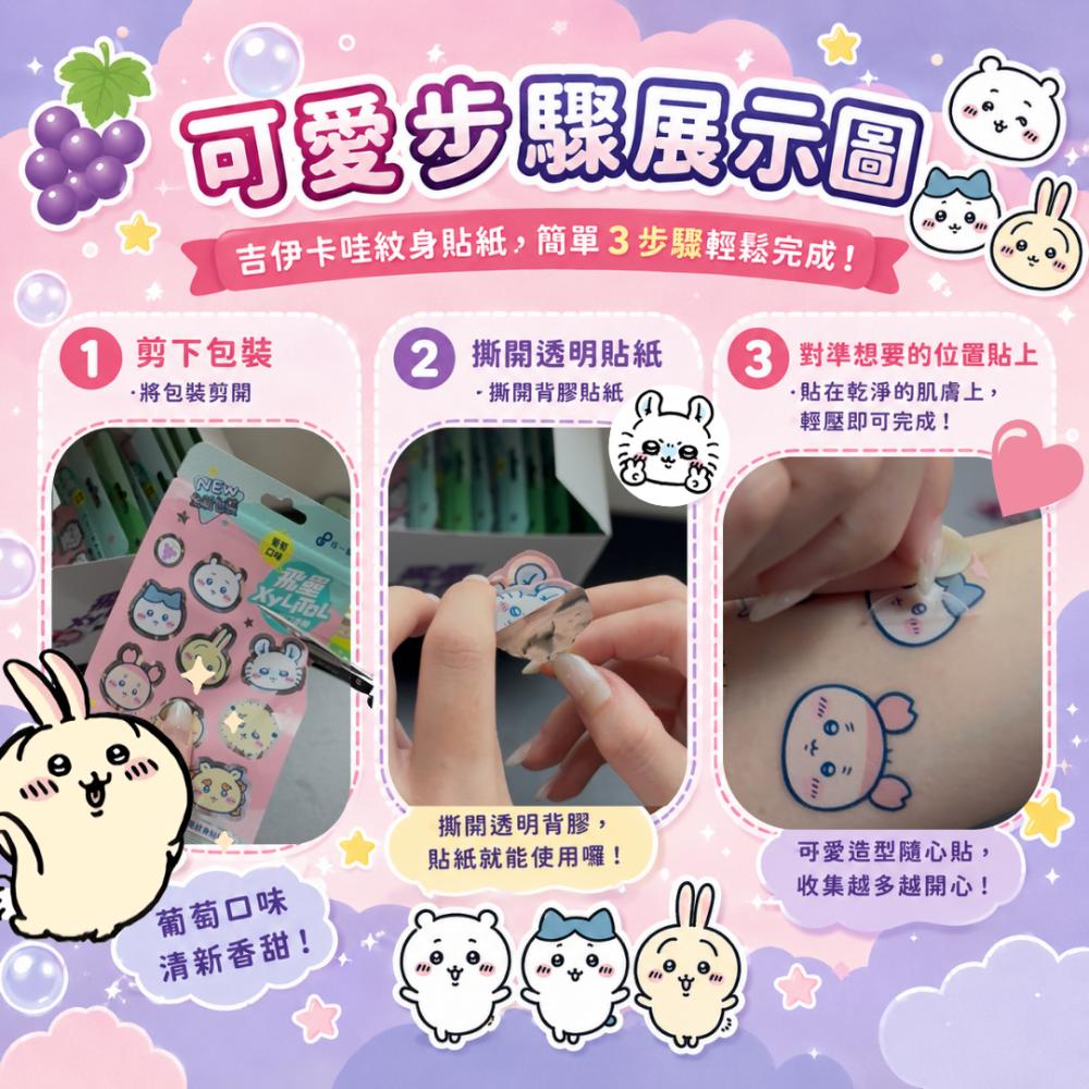 飛壘無糖葡萄口香糖40g 吉伊卡哇聯名款-細節圖3