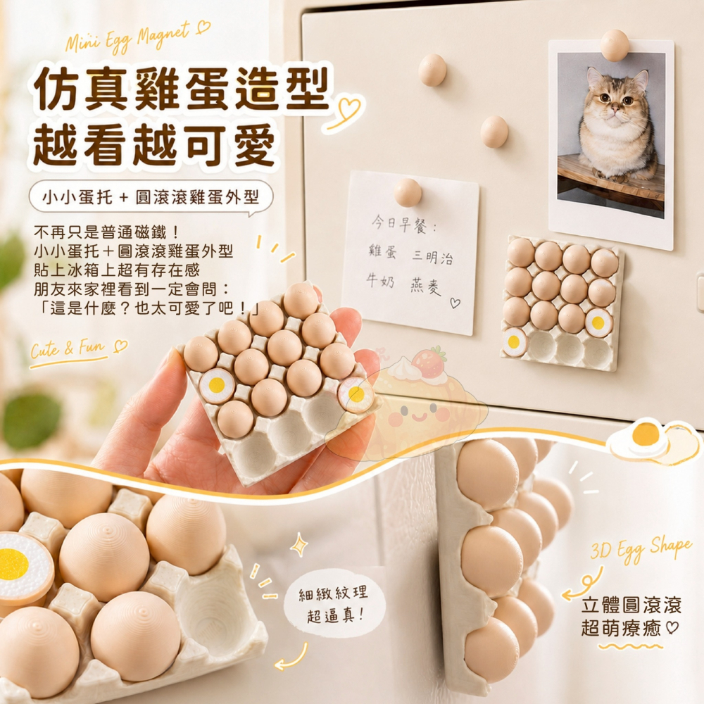 萌趣仿真迷你雞蛋冰箱磁吸貼-細節圖2