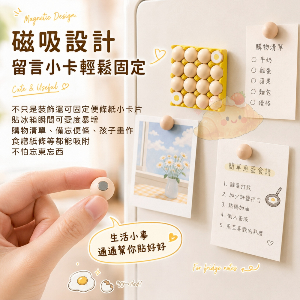 萌趣仿真迷你雞蛋冰箱磁吸貼-細節圖3