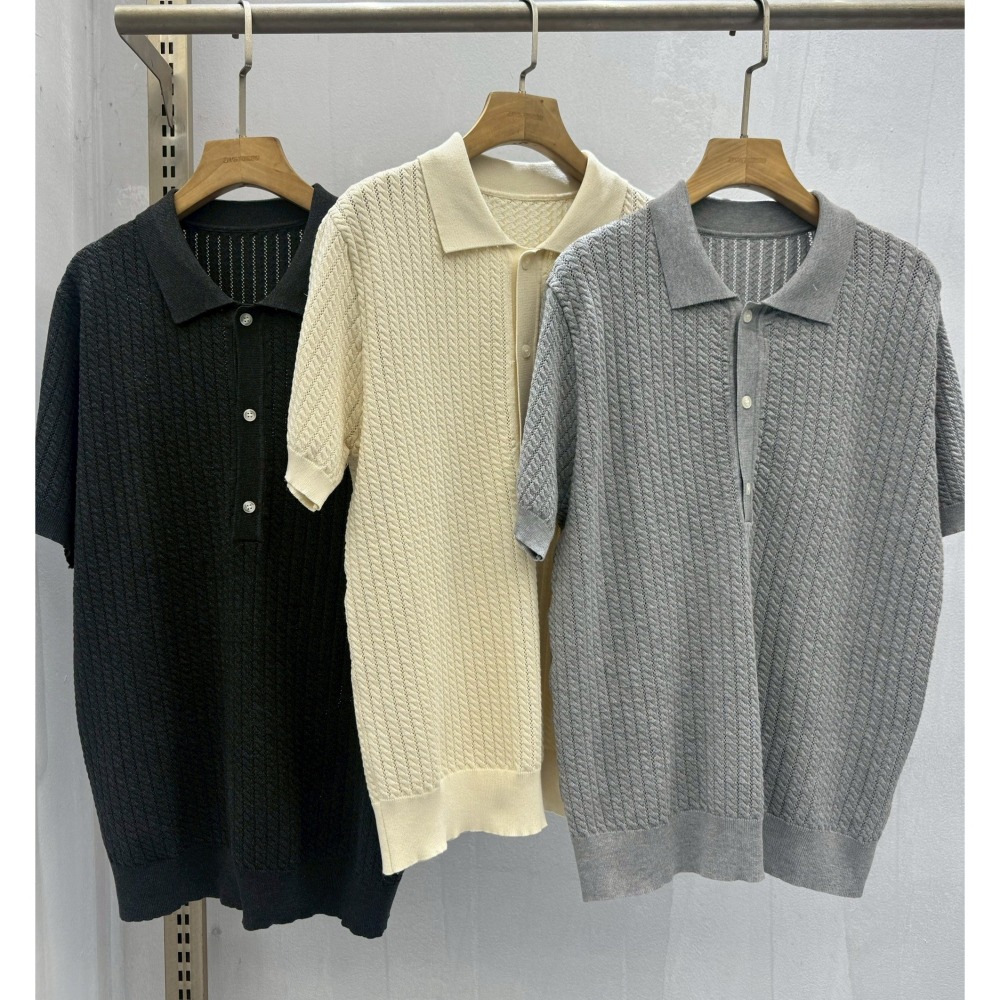 『Venn』1051_復古麻花編織翻領Polo－2026SS『預購』-細節圖4