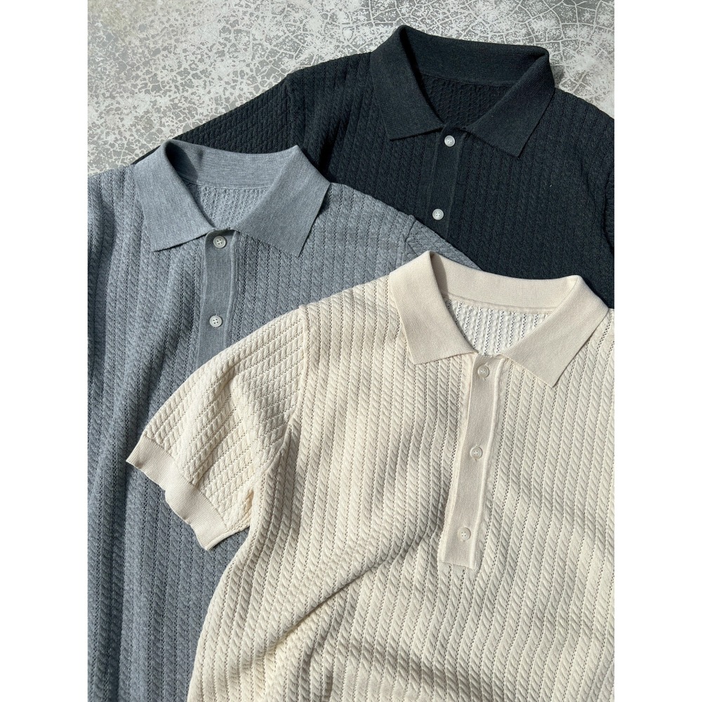 『Venn』1051_復古麻花編織翻領Polo－2026SS『預購』-細節圖5