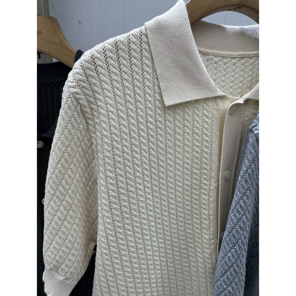 『Venn』1051_復古麻花編織翻領Polo－2026SS『預購』-細節圖6