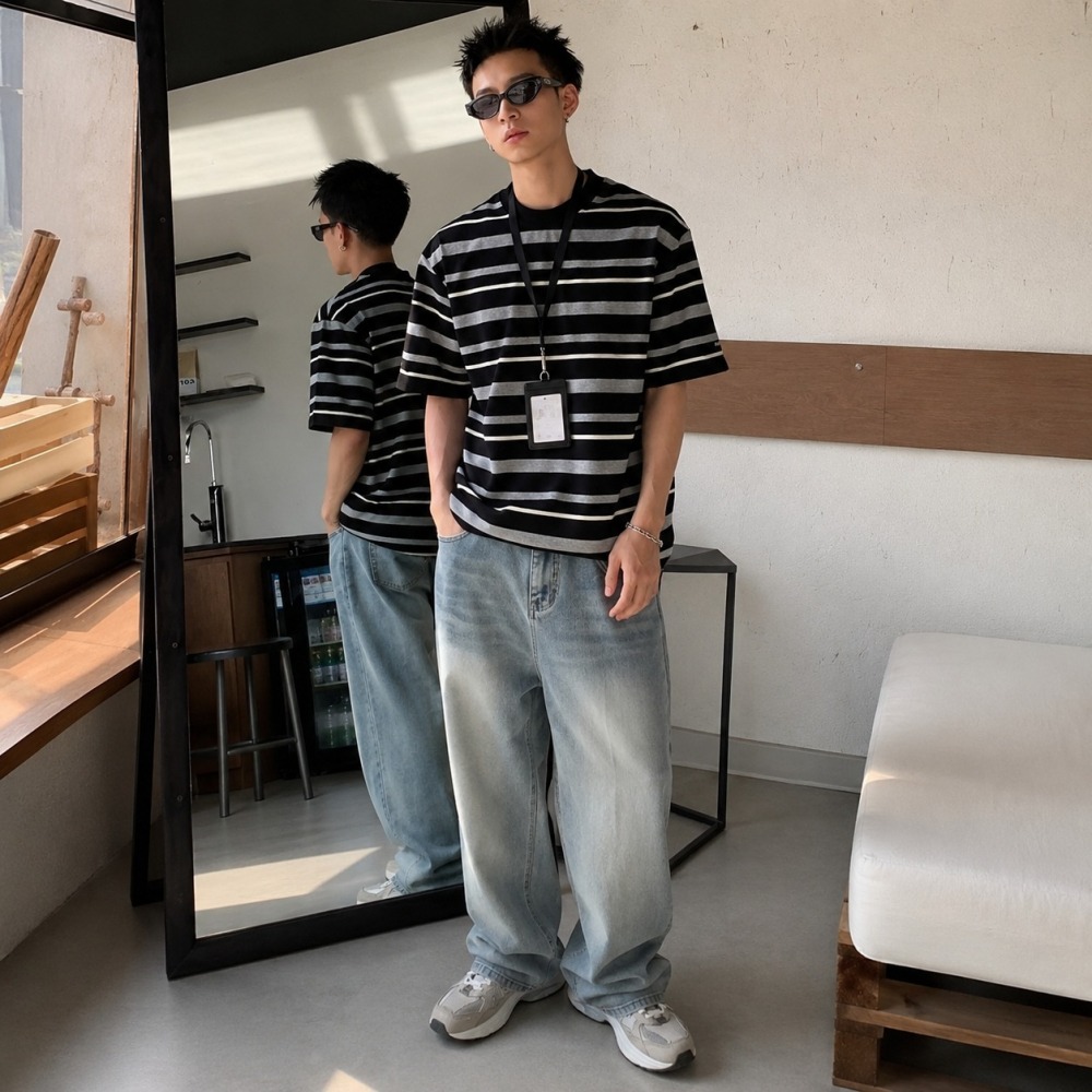 『Venn』26039_復古三色條紋短T－2026SS『預購』-細節圖5