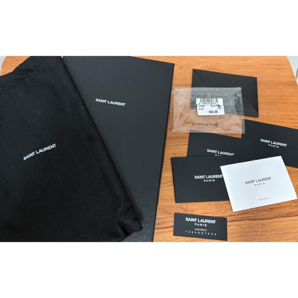 二手 YSL SAINT LAURENT Monogram 魚子醬 牛皮 金logo 拉鍊式 黑色長夾-細節圖10