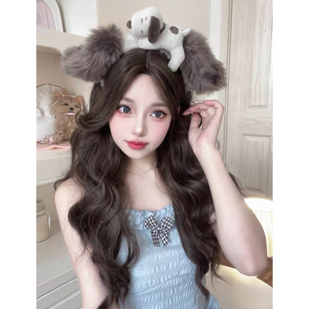 《吉蒂》中分冷棕色長捲髮 70cm+-