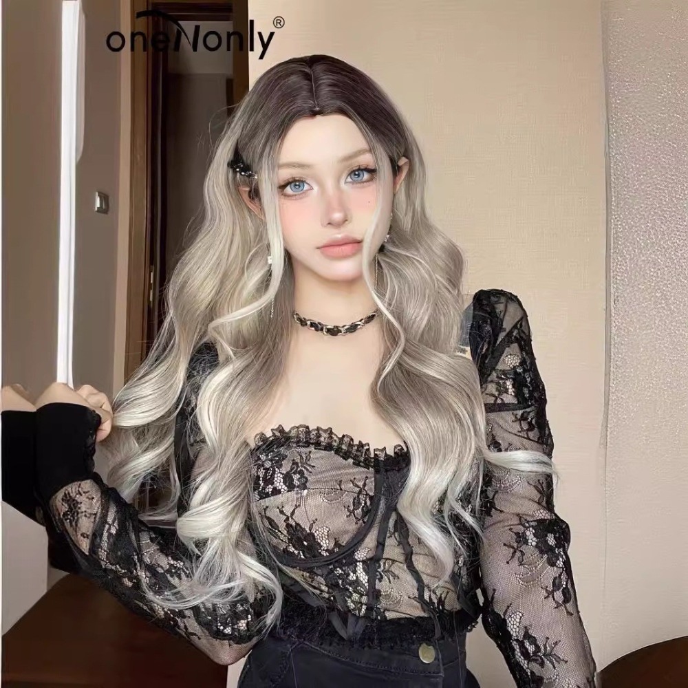 《築木》中分 黑棕漸變銀灰70cm+-