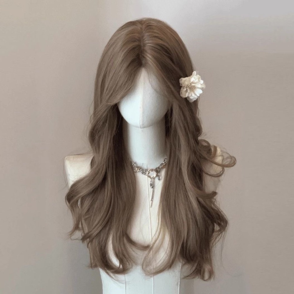 《姿尹》前額蕾絲 亞麻灰棕 60cm+-