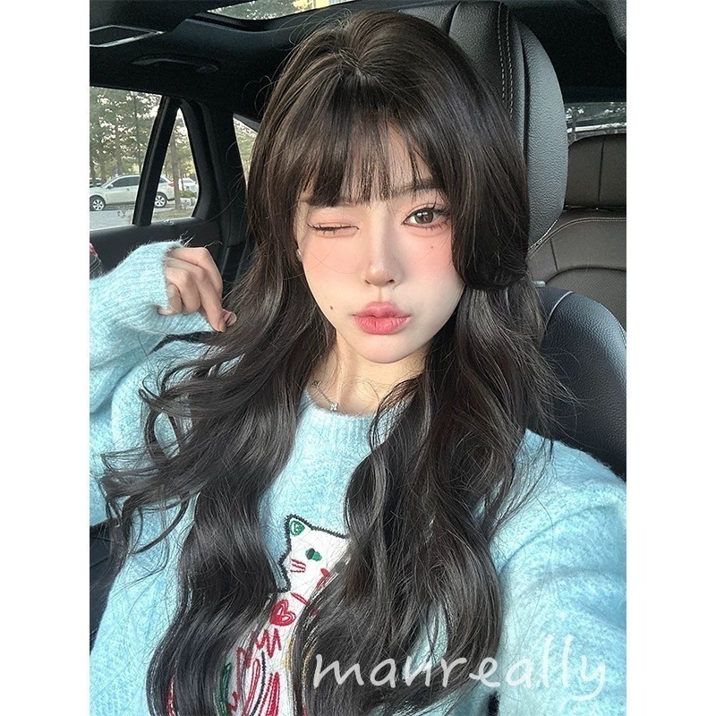 《哈莎》黑棕色 齊瀏海捲髮 63cm+-
