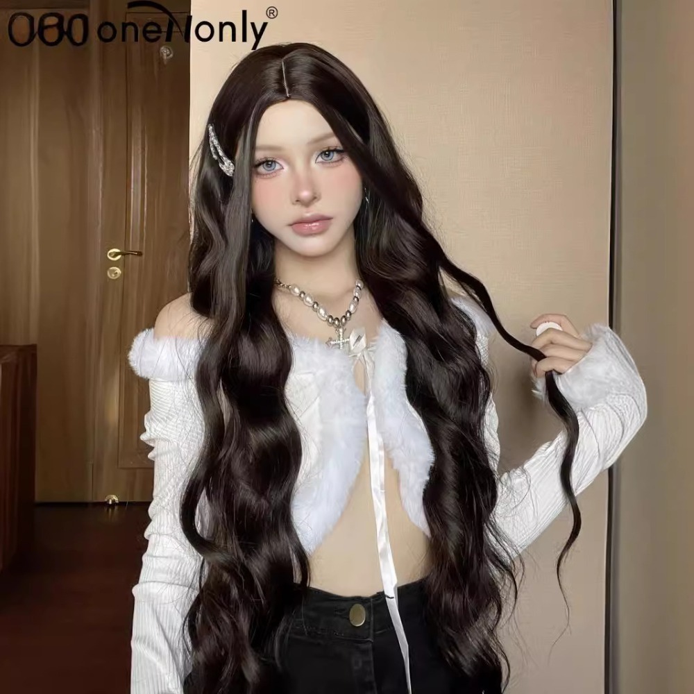 《木狄安》中分 黑茶色 大波浪 90cm