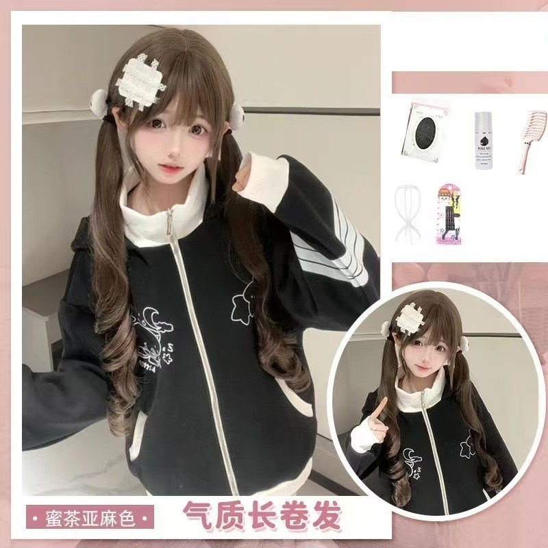 【現貨4】黑色 深淺棕 咖啡 亞麻灰棕色 冷棕色 蜜茶亞麻棕色 奶茶棕色 黑茶系列假🤎歐美假髮 日系假髮可愛假髮cos-規格圖8