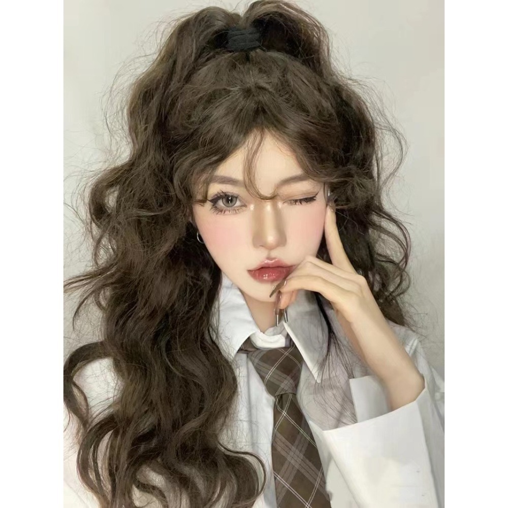 《咩咩》中分冷棕色 羊毛捲 65cm+-