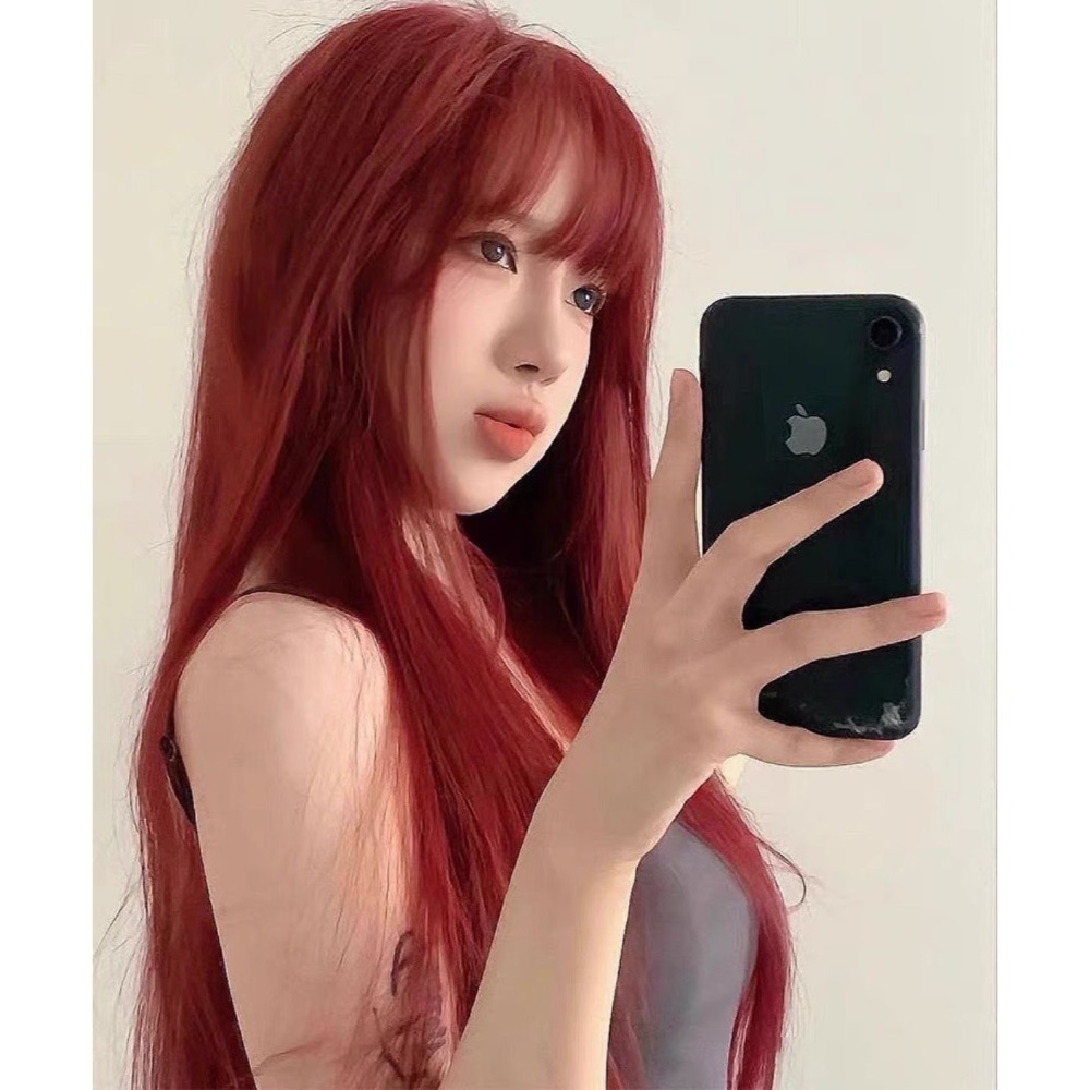【現貨1】紅色 酒紅色 玫瑰紅色 紅黑色 赤紅色 勃艮第紅 亮紅系列假髮♥️捲髮 直髮 短髮酒紅色假髮紅皇后假髮赤髮假髮-規格圖3