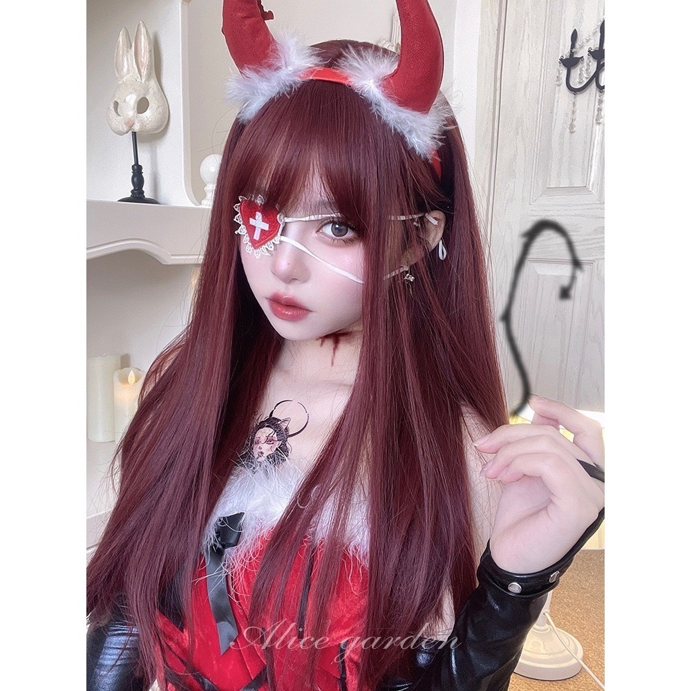 【現貨1】紅色 酒紅色 玫瑰紅色 紅黑色 赤紅色 勃艮第紅 亮紅系列假髮♥️捲髮 直髮 短髮酒紅色假髮紅皇后假髮赤髮假髮-規格圖3