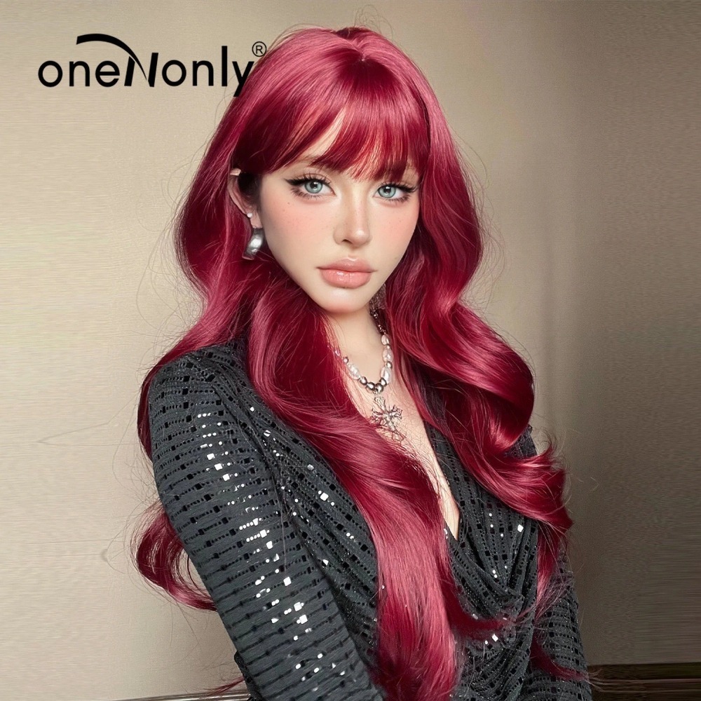 《愛歐尼》深紅色齊劉海波浪 75cm